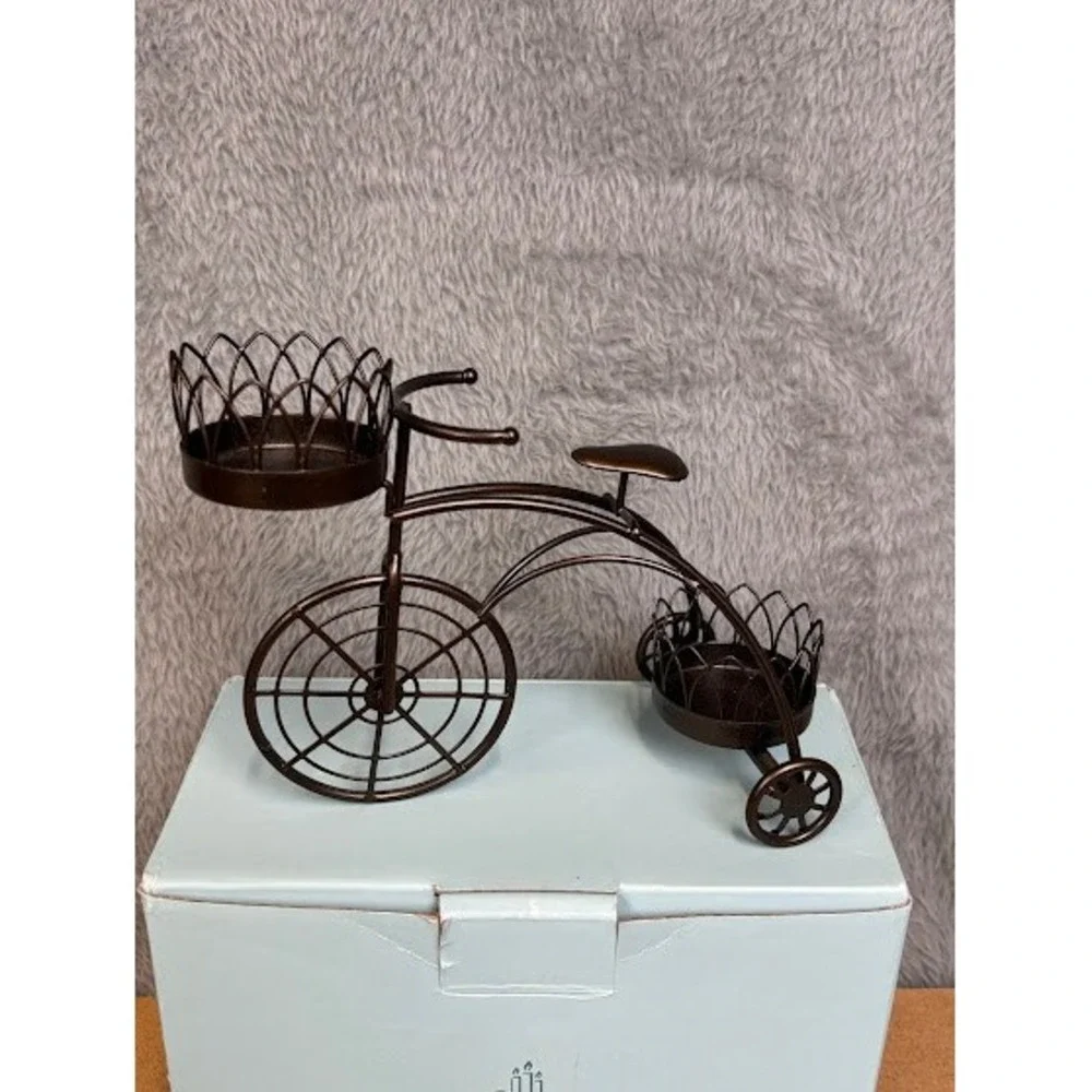 PartyLite Garden Trike Tealight Holder P9909‎ Bronze Metal Tricycle Candle Decor